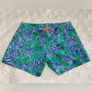 Lilly Pulitzer stretch Callahan Cabana Green, Keepin it Reel Shorts 0